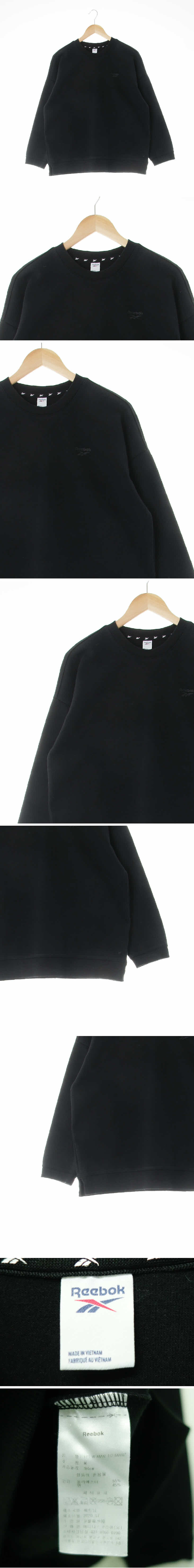 리복 오버핏크루넥맨투맨 리복 블랙 면혼방 오버핏크루넥맨투맨