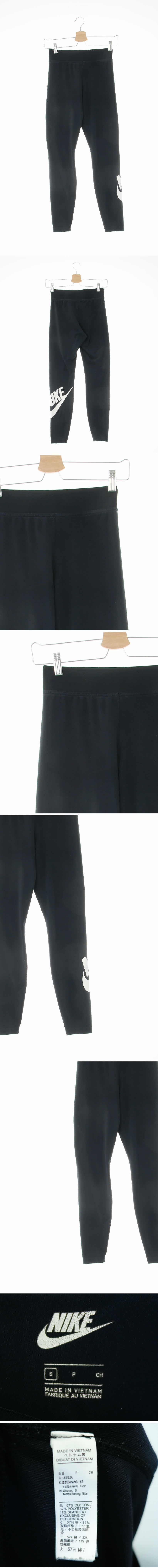 나이키 빅로고아웃밴딩레깅스 나이키 블랙 프린팅 면혼방 빅로고아웃밴딩레깅스
