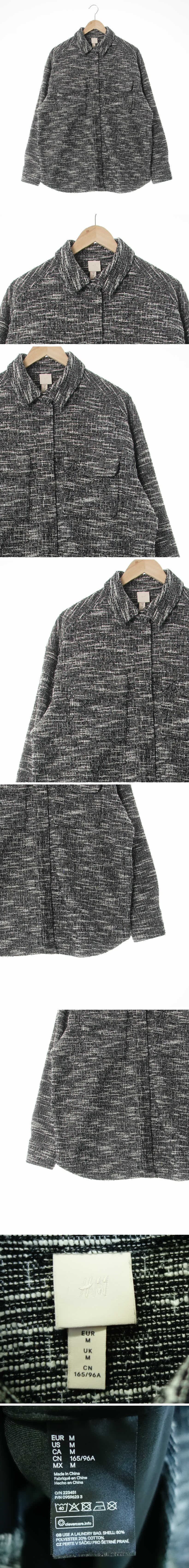h&m 루즈핏트위드넵재킷 h&m 블랙 면혼방 루즈핏트위드넵재킷