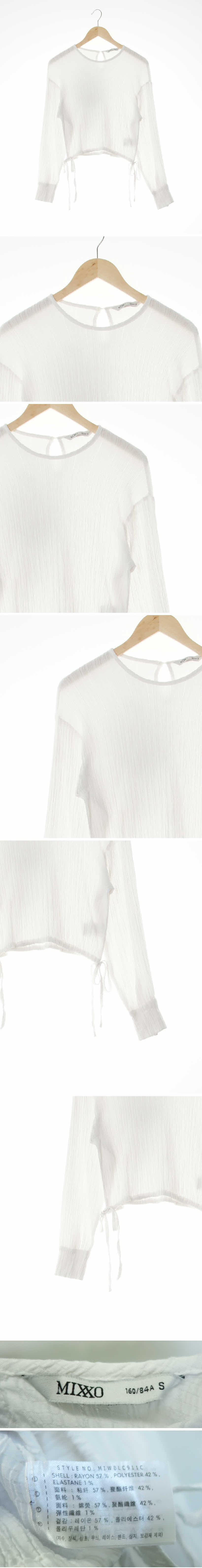 mixxo 크링클크롭블라우스 mixxo 화이트 시스루 크링클크롭블라우스