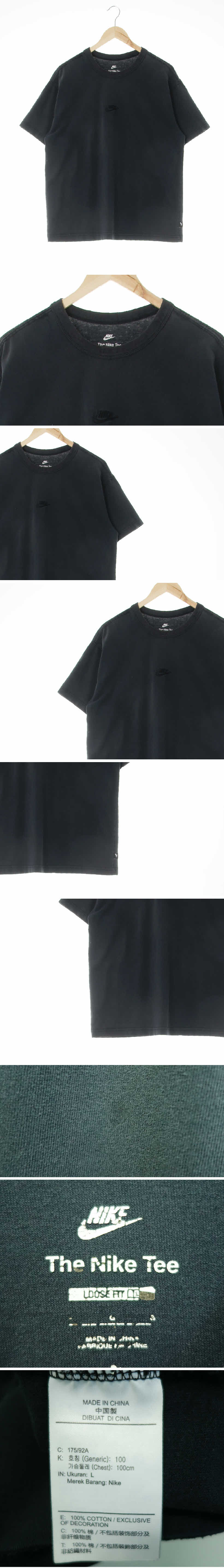 나이키 중앙로고루즈핏라운드티셔츠 나이키 블랙 면 중앙로고루즈핏라운드티셔츠