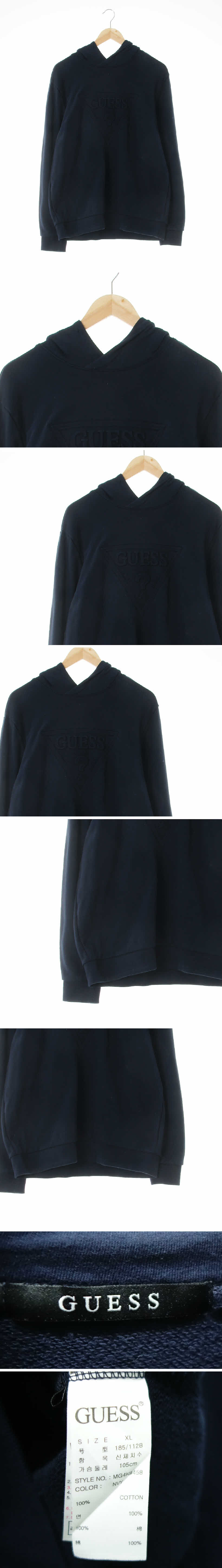 Guess 입체빅로고후드티 Guess 네이비 면 입체빅로고후드티