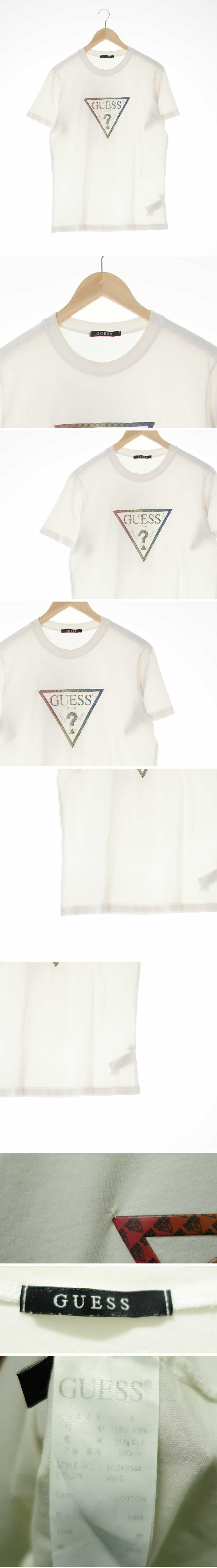 Guess 로고패턴빅로고반팔티 Guess 화이트 면 로고패턴빅로고반팔티