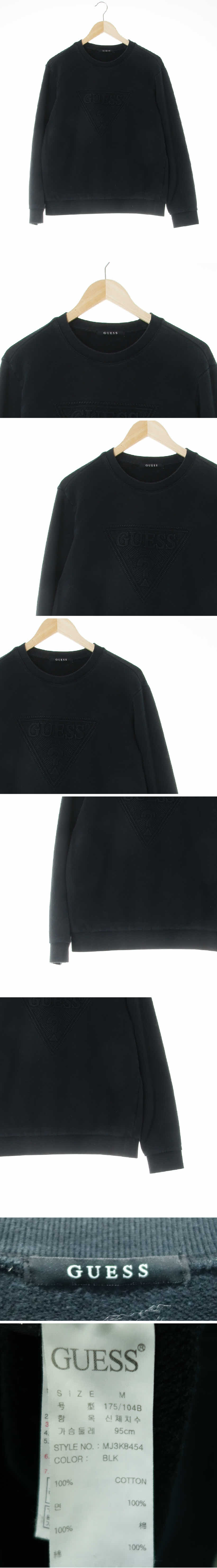 Guess 양각빅로고스웨트셔츠 Guess 블랙 면 양각빅로고스웨트셔츠