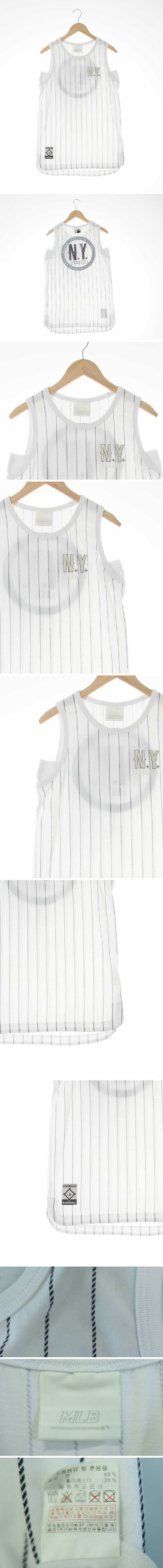 MLB NY민소매티 MLB 화이트 스트라이프 면혼방 NY민소매티