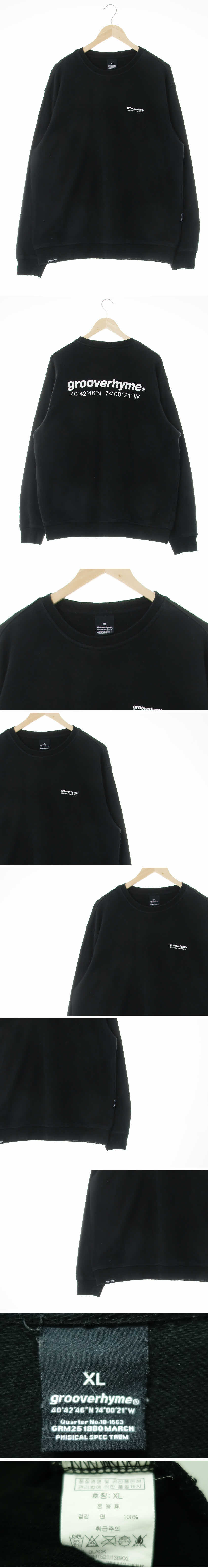 grooverhyme 백빅로고맨투맨 grooverhyme 블랙 면 백빅로고맨투맨