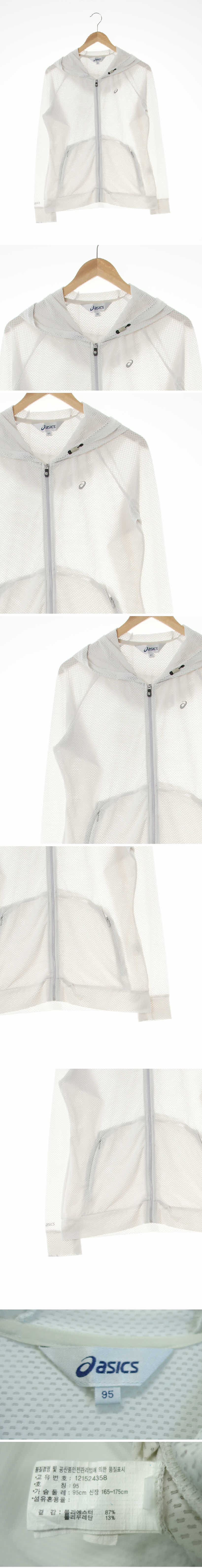 아식스 간절기후드집업 아식스 화이트 네모패턴 간절기후드집업