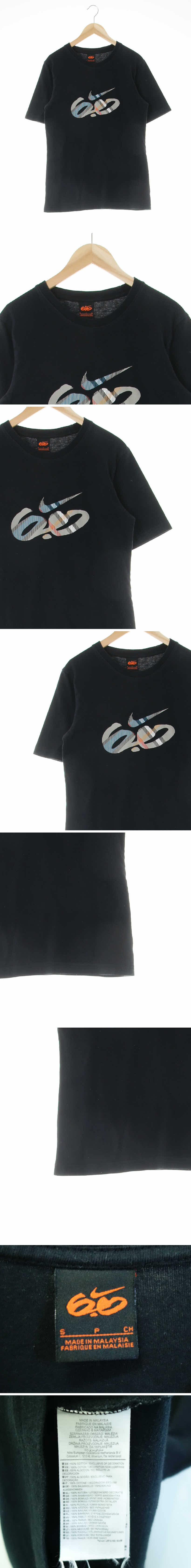 나이키6.0 블랙 프린팅 면 체크로고크루넥반팔티