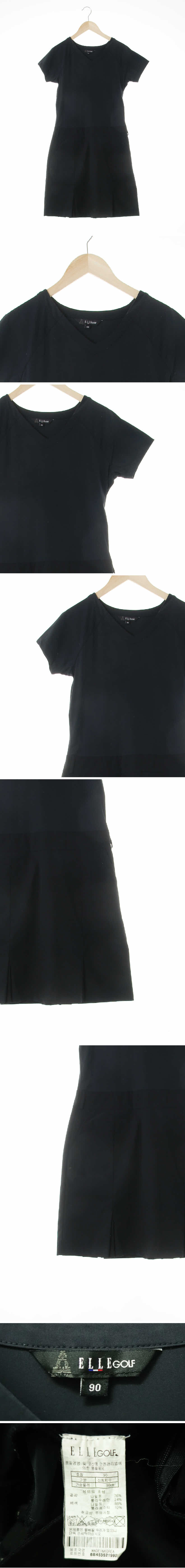 엘르골프 브이넥레글런반팔플리츠원피스 엘르골프 블랙 브이넥레글런반팔플리츠원피스
