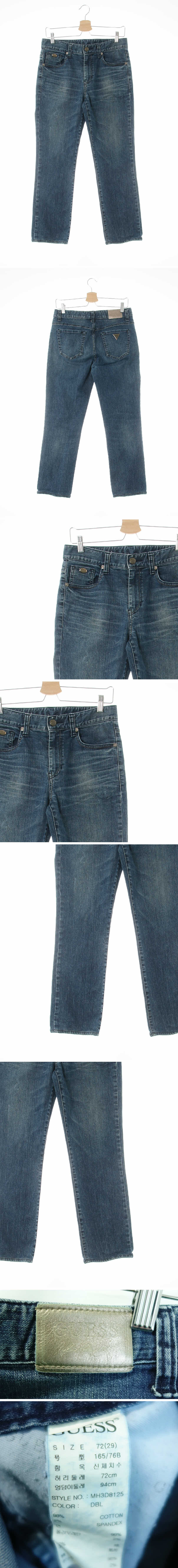 Guess 빈티지크랙워시드진 Guess 다크블루인디고 데님 빈티지크랙워시드진