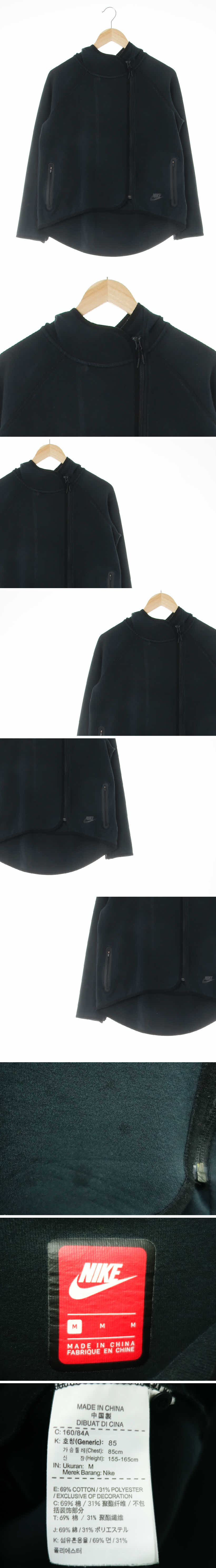 나이키 사이드지퍼후드집업 나이키 블랙 면혼방 사이드지퍼후드집업