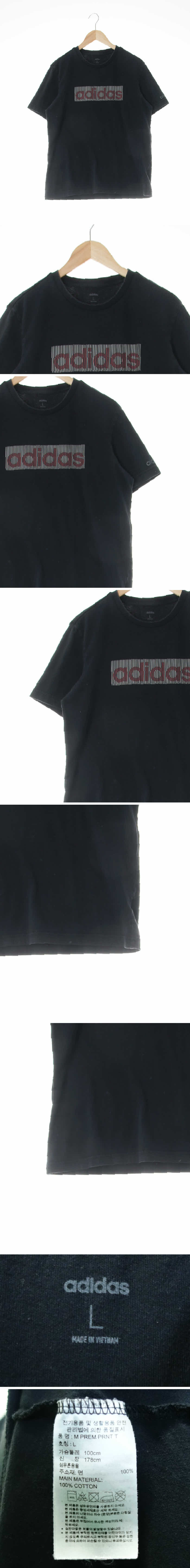 아디다스 라운드반팔티 아디다스 블랙 프린팅 면 라운드반팔티