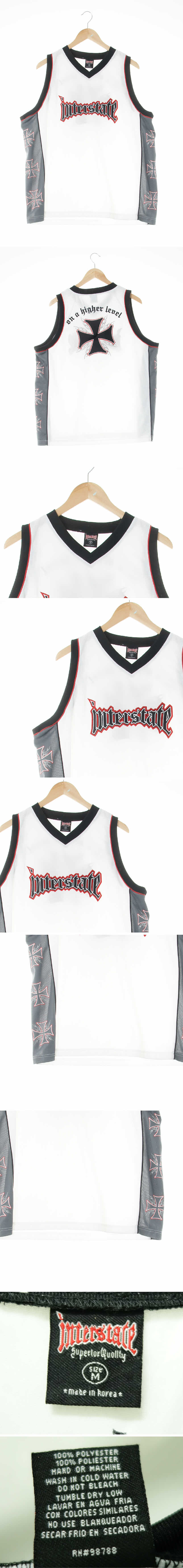 interstate 빅패치브이넥농구유니폼상의 interstate 화이트 빅패치브이넥농구유니폼상의