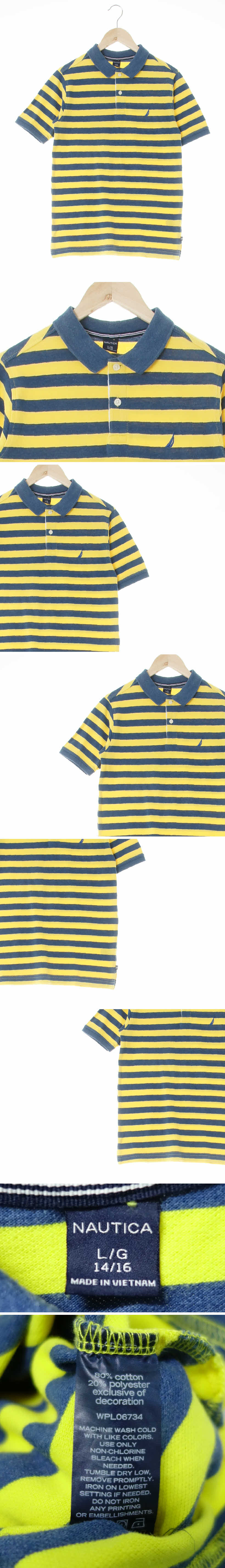 nautica 카라반팔티 nautica 블루옐로우 스트라이프 면혼방 카라반팔티