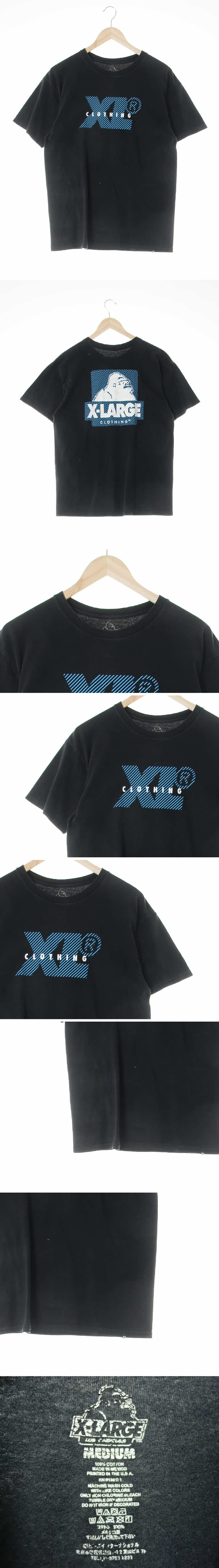 엑스라지 빈티지블랙 프린팅 면 클로징반팔티