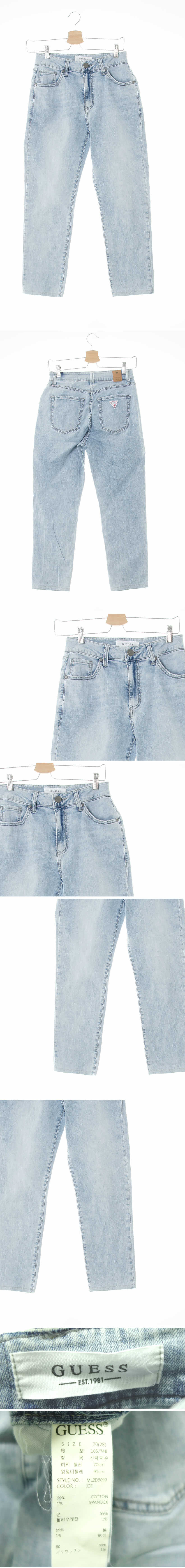 Guess 돌청워시드크롭슬림진 Guess 아이스인디고 데님 돌청워시드크롭슬림진