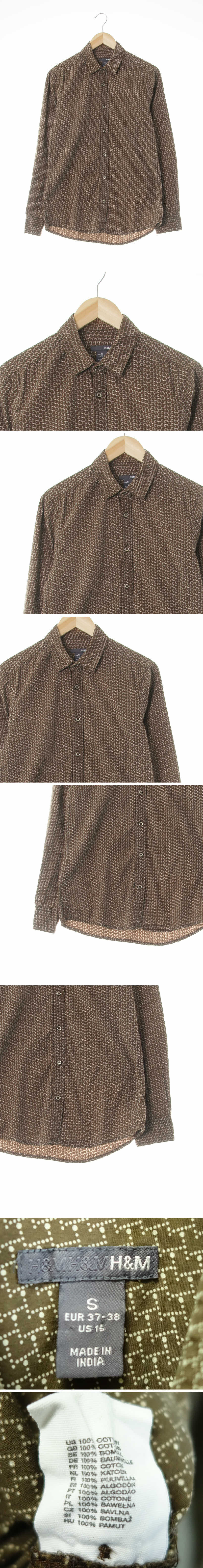 h&m 긴팔셔츠 h&m 커피색면 긴팔셔츠