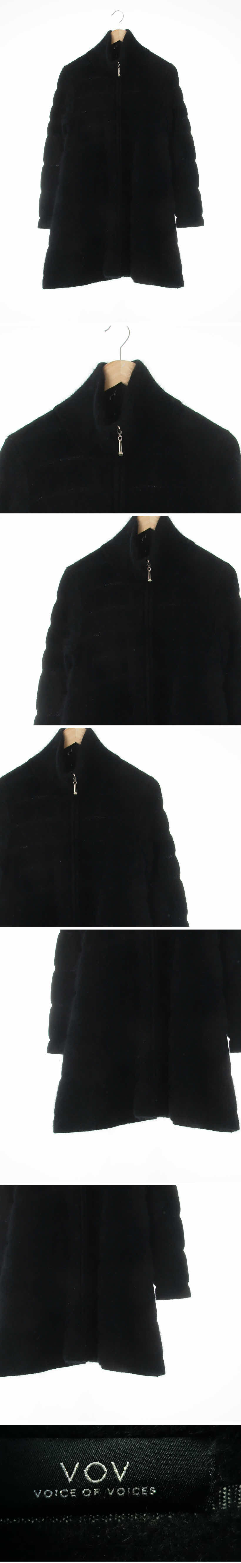 vov 블랙 울 하이넥반목집업퍼코트