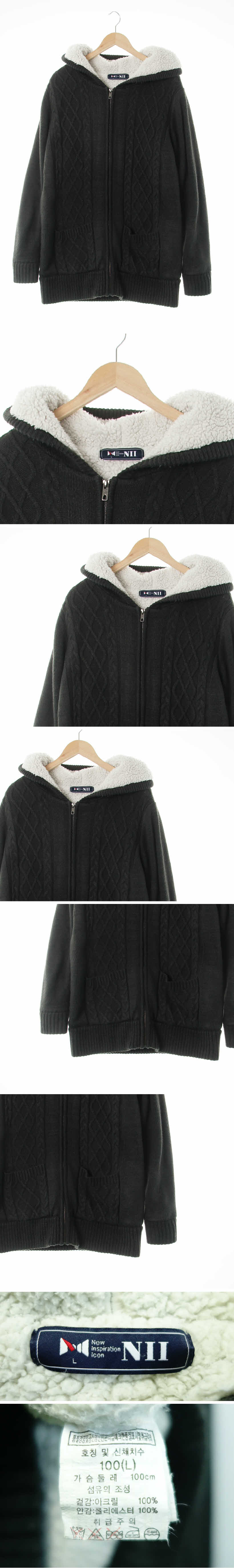 nii 다크그레이 피셔맨니트후드롱집업자켓