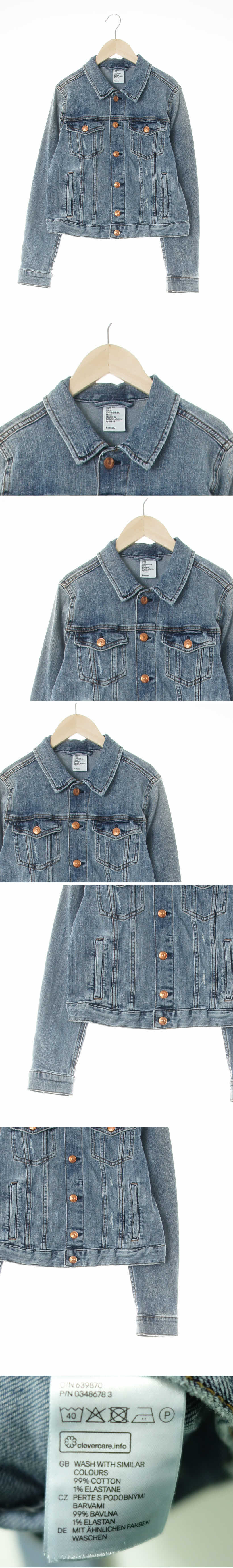 h&m 브론즈버튼데미지워시드자켓 h&m 중청 데님 브론즈버튼데미지워시드자켓