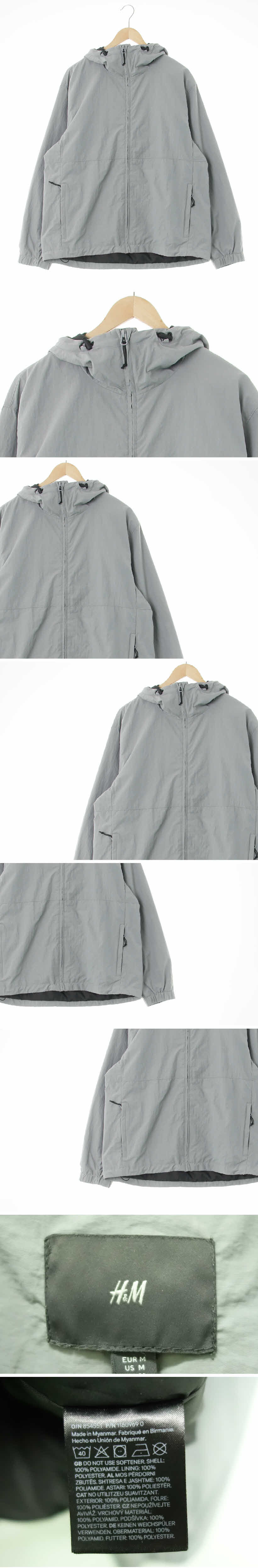 h&m 루즈핏아노락후드집업 h&m 그레이 루즈핏아노락후드집업