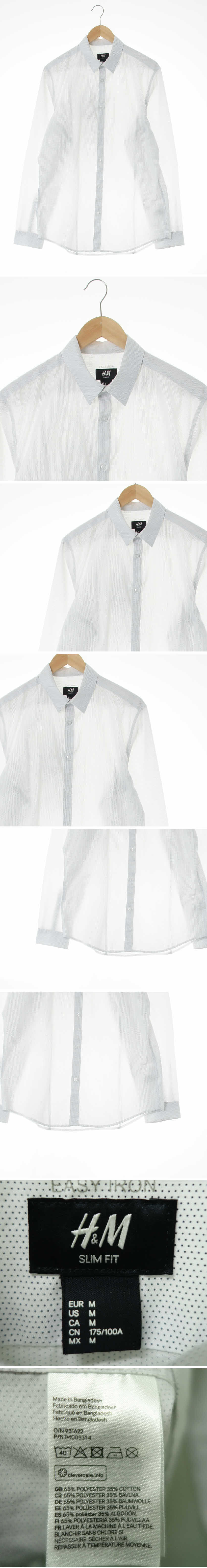 h&m 이지아이론셔츠 h&m 화이트 도트 면혼방 이지아이론셔츠