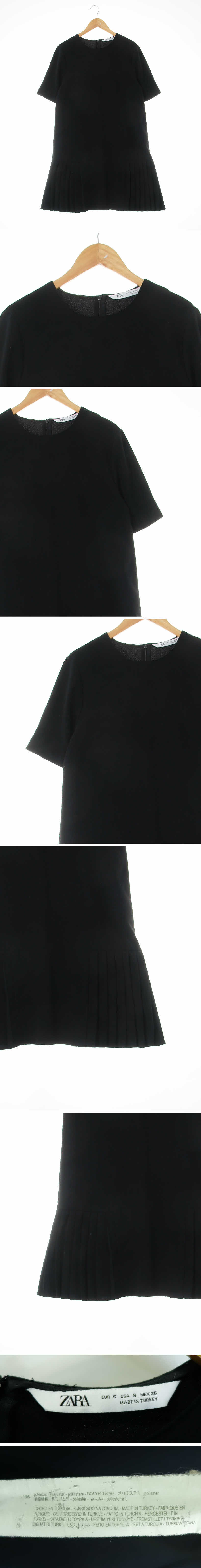 자라 루즈핏플리츠반팔원피스 자라 블랙 루즈핏플리츠반팔원피스