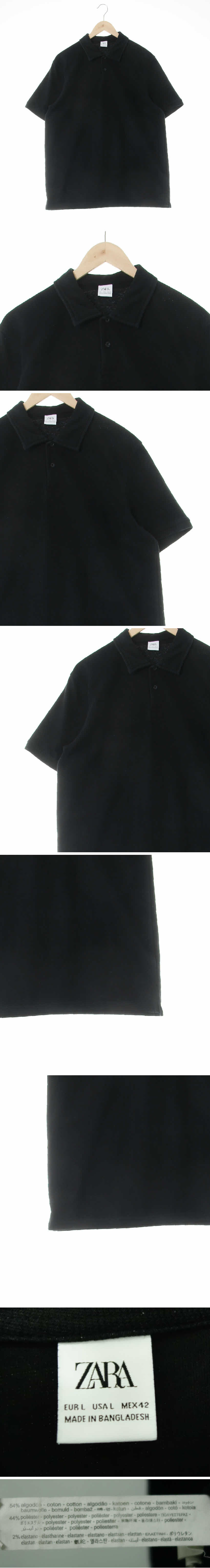 자라 반팔카라티 자라 블랙 면혼방 반팔카라티