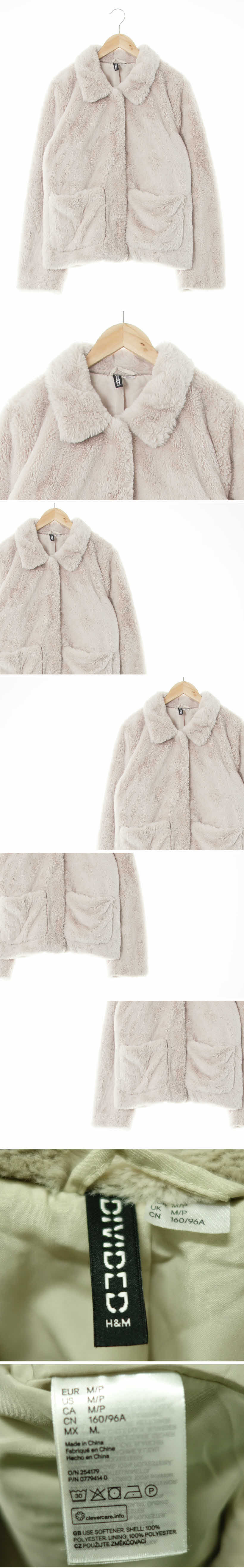 h&m 페이크퍼싱글카라숏자켓 h&m 아이보리베이지 페이크퍼싱글카라숏자켓