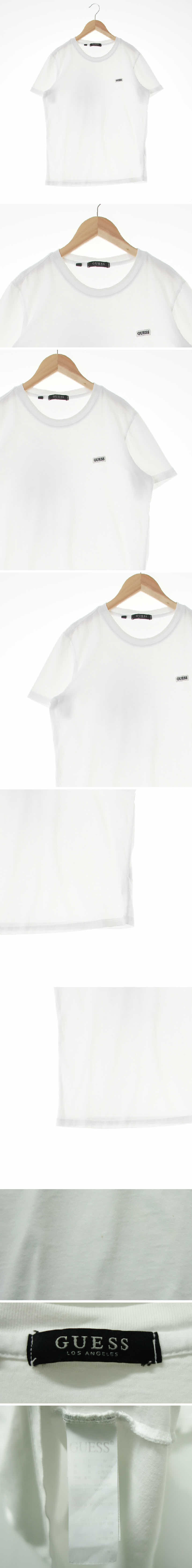 게스 패치로고크루넥맨투맨 게스 화이트 면 패치로고크루넥맨투맨