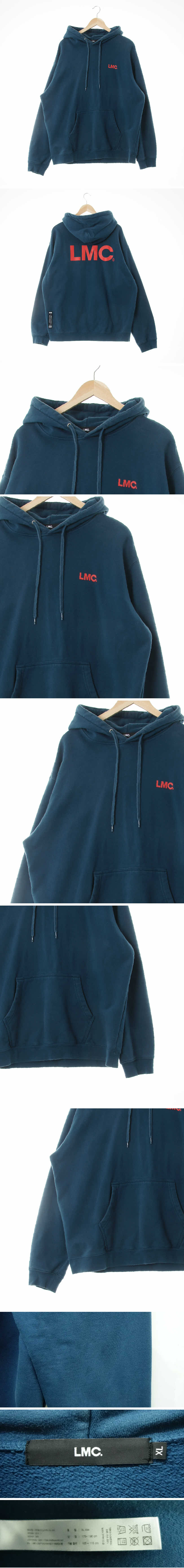 lmc 백레터링워싱후드티 lmc 발라타블루 프린팅 면 백레터링워싱후드티