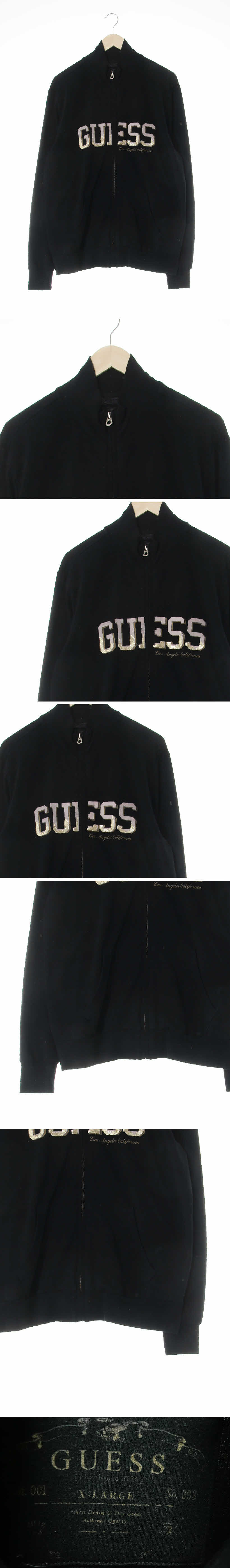 Guess 비즈배색빅로고반목집업 Guess 블랙 비즈배색빅로고반목집업