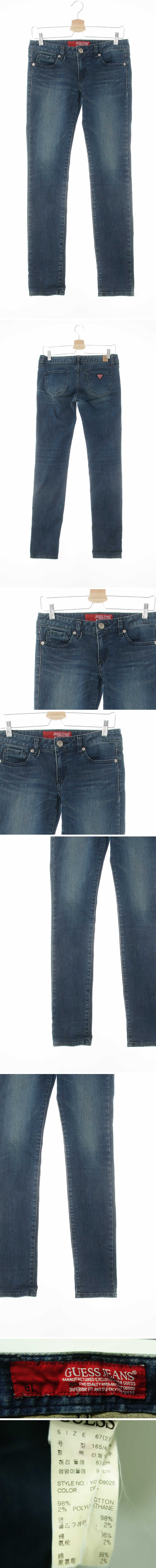 Guess 진청 데님 워시드로우슈퍼스키니진