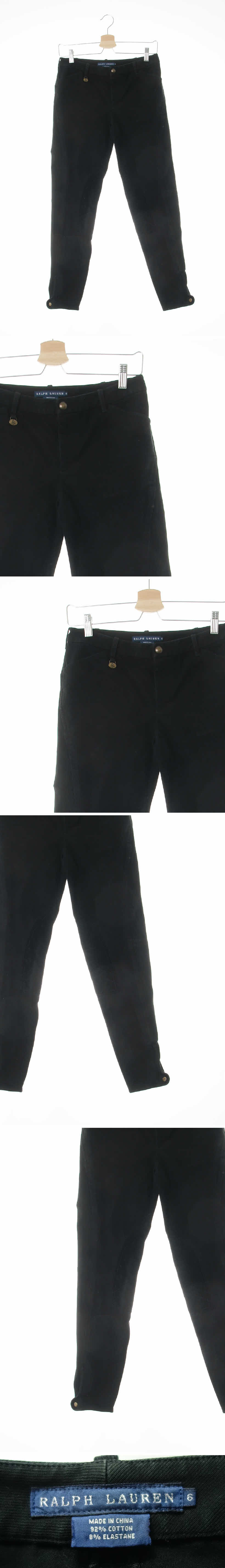 랄프로렌 블랙 데님 송아지가죽배색절개스키니진