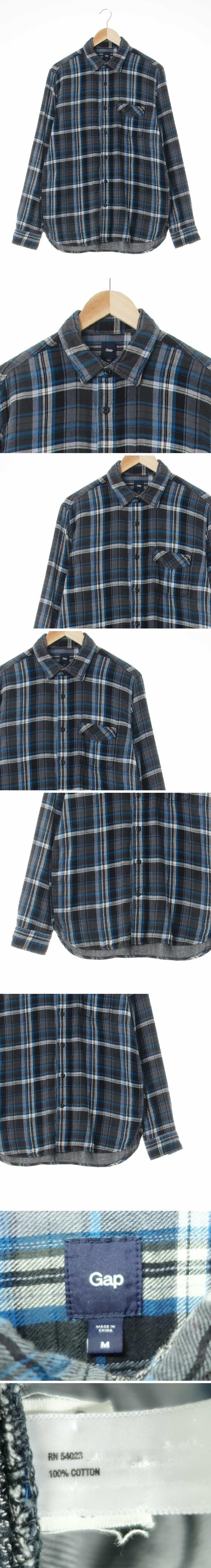 gap 긴팔셔츠 gap 다크그레이네이비 체크 면 긴팔셔츠