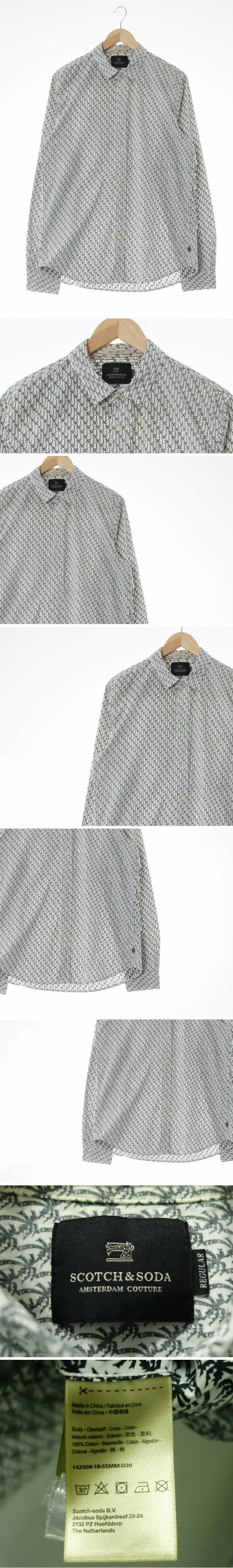 scotch&soda 비치인더시티긴팔셔츠 scotch&soda 화이트 야자수패턴 면 비치인더시티긴팔셔츠