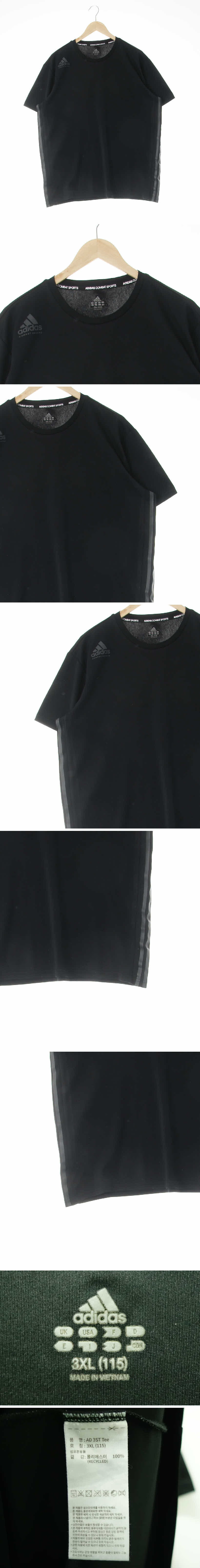 아디다스 사이드삼선저지반팔티 아디다스 블랙 프린팅 사이드삼선저지반팔티