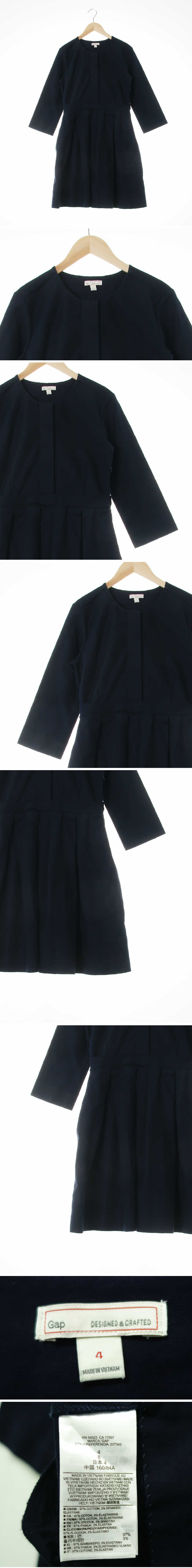 gap 스트레치핀턱9부원피스 gap 네이비 면혼방 스트레치핀턱9부원피스