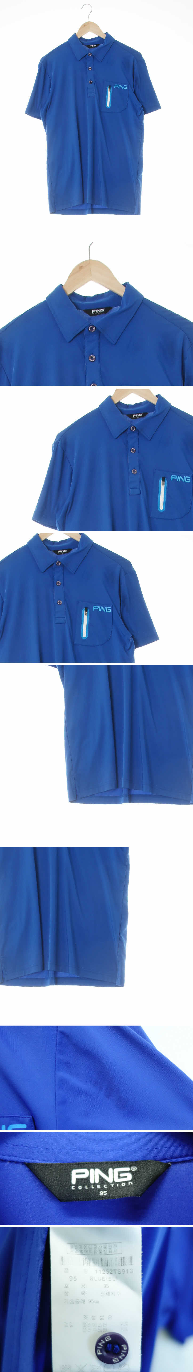 ping 가슴로고쿨피케반팔골프티 ping 블루 가슴로고쿨피케반팔골프티