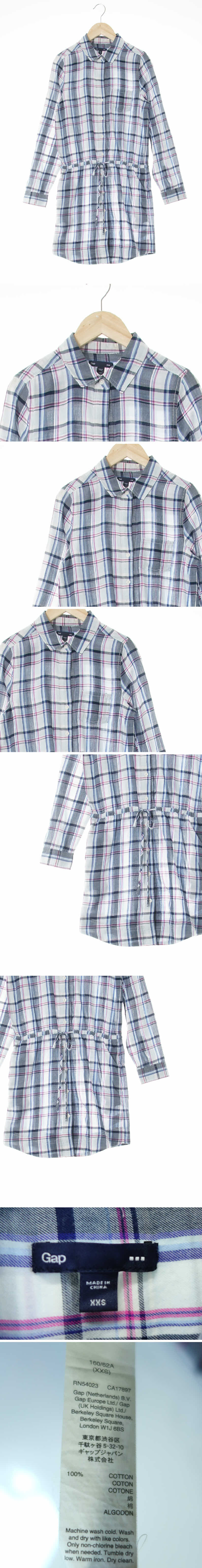 gap 쿨셔츠원피스 gap 네이비화이트 체크 면 쿨셔츠원피스