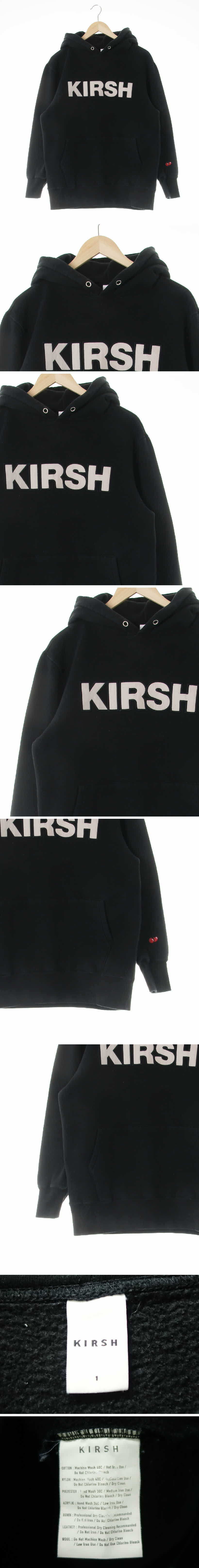 kirsh 패치레터링스웨트후디 kirsh 블랙 면혼방 패치레터링스웨트후디
