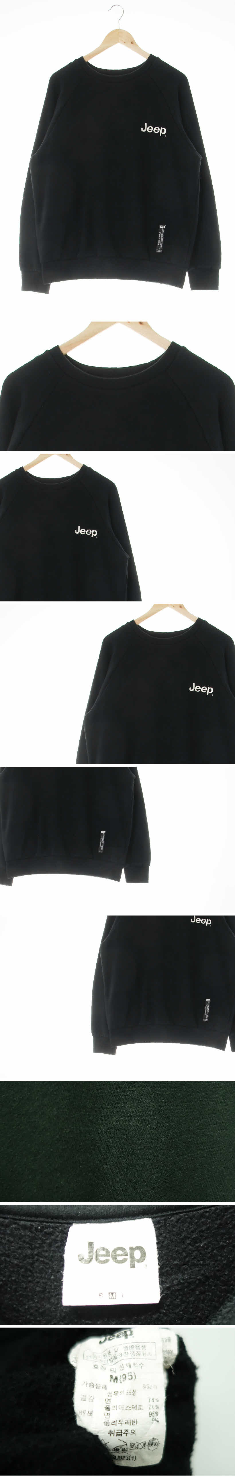 jeep 블랙 면혼방 빅자수로고맨투맨