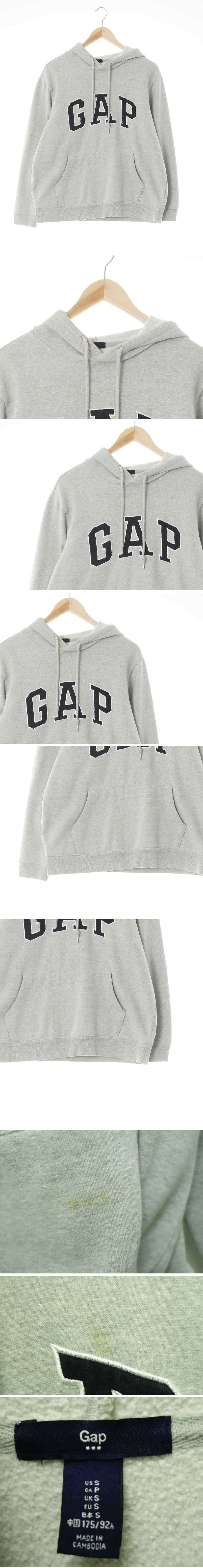 gap 빅로고기모후드티 gap 멜란지그레이 면혼방 빅로고기모후드티