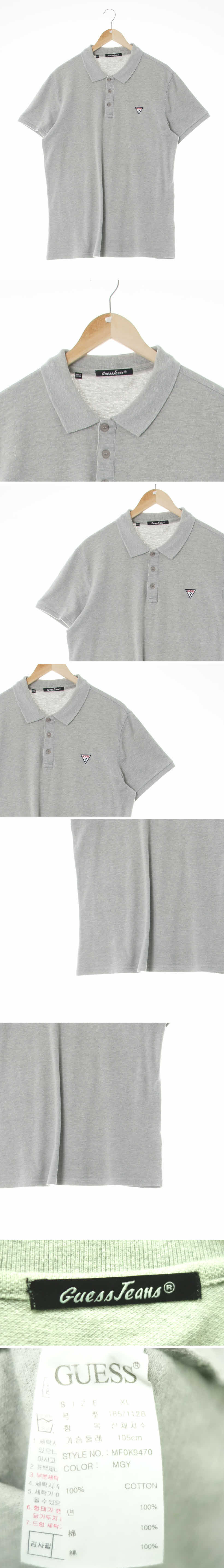 Guess 가슴자수로고피케반팔티 Guess 멜란지그레이 면 가슴자수로고피케반팔티