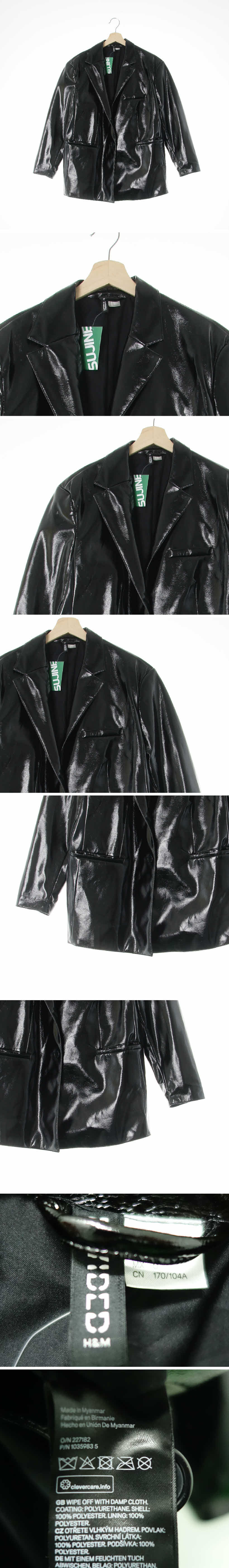 h&m 유광레더오버핏자켓 h&m 블랙 유광레더오버핏자켓