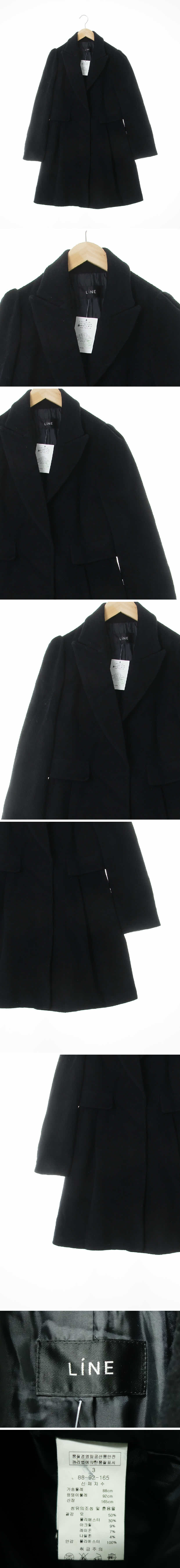 라인 핀턱원피스형코트 라인 블랙 울혼방 핀턱원피스형코트