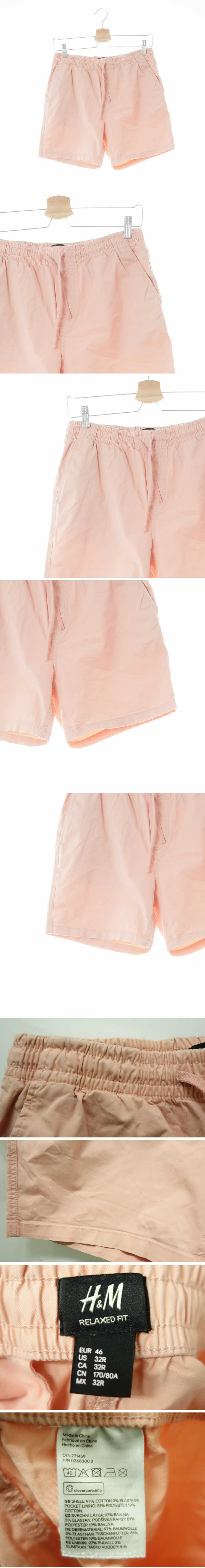 h&m 워싱다잉숏팬츠 h&m 스캘럽쉘핑크 면혼방 워싱다잉숏팬츠