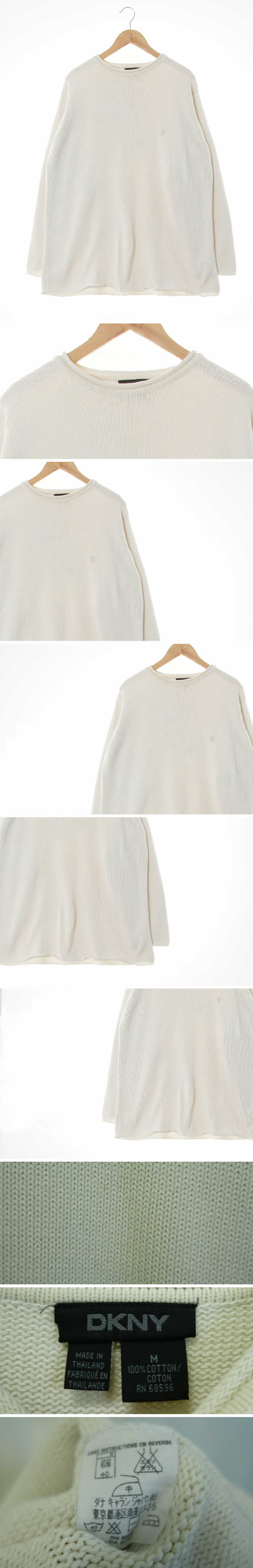 dkny 더블라운드긴팔니트티 dkny 아이보리 면 더블라운드긴팔니트티
