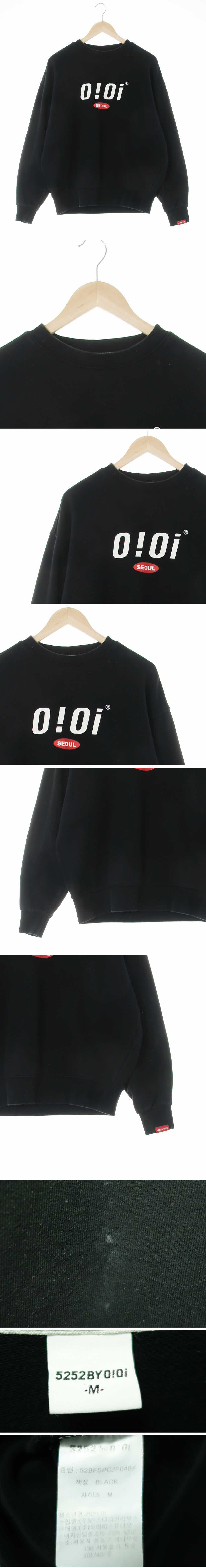 oioi 블랙 프린팅 면 심볼빅로고맨투맨