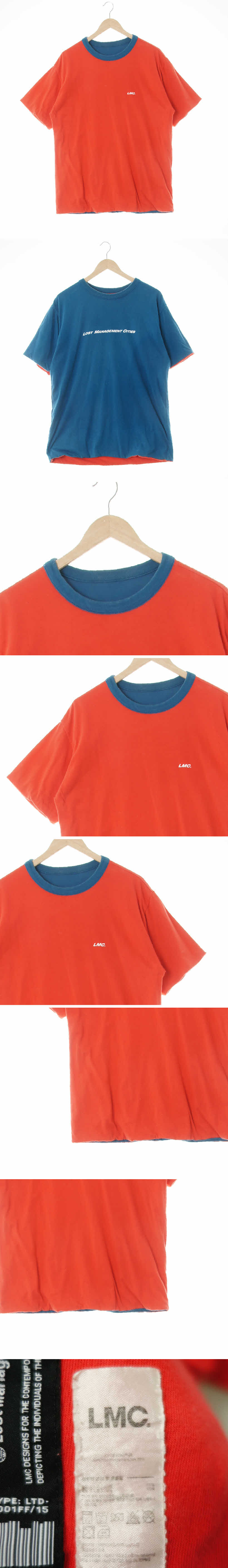 lmc 레터링리버시블반팔티 lmc 핫오렌지아메리카나블루 면 레터링리버시블반팔티